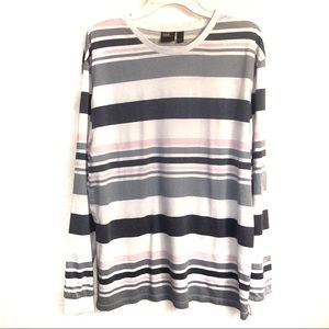 Asos Striped Long Sleeve Tee White Blue Pink